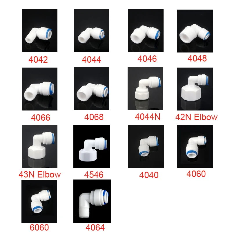 Hose Pipe Fitting 1/4" 3/8" OD Hose Tube 1/8" 1/4" 1/2" Reverse Osmosis Aquarium Quick Fitting RO Water Elbow Plastic Pipe Coupling Connector