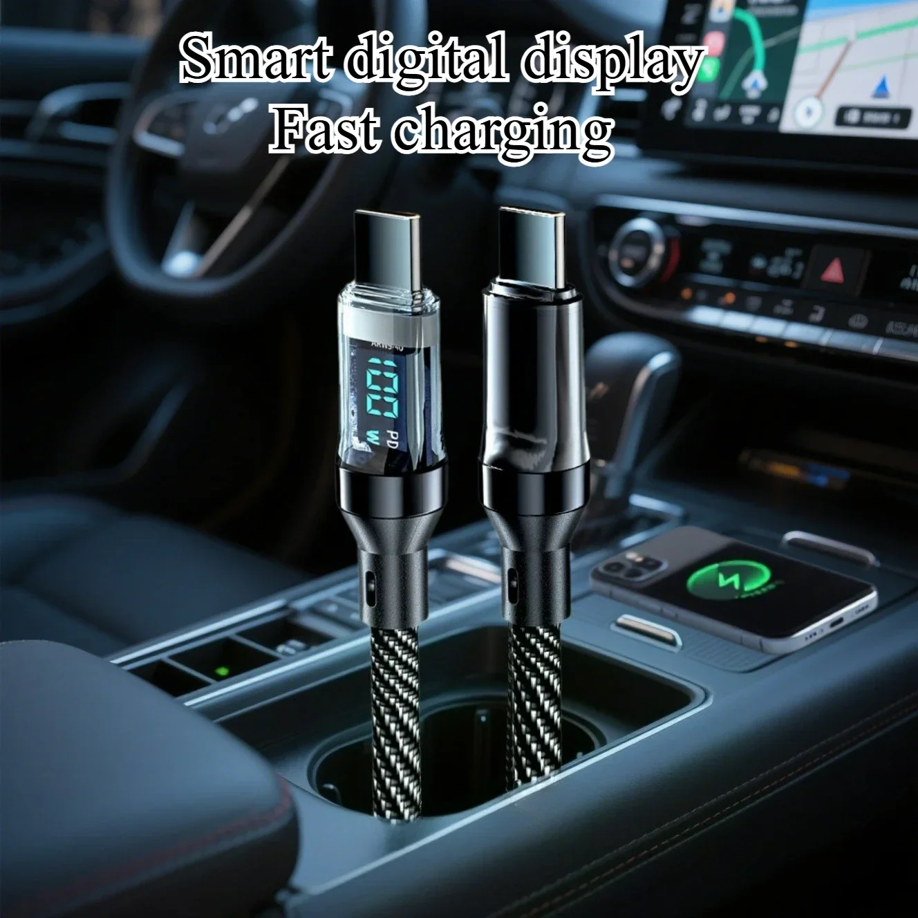 Portable Fast Charging Cable LED Display 60W-120W USB C to C and A to C for Travel Use with iPhone 15 Huawei OPPO Vivo MacBook