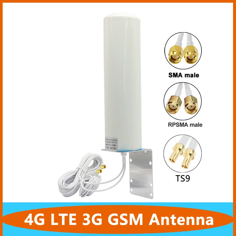 2*2pcs Dual Cable 4G LTE 3G GSM Omni WiFi Aerial 698~2700Mhz IP67 Outdoor Waterproof Antenna With TS9 SMA RPSMA Male