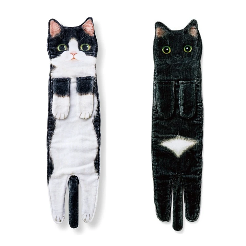 

Top!-Funny Cat Hand Towels For Bathroom Kitchen Decor Cat Towel, Cute Decor Hanging Face Towels, Super Absorbent Soft
