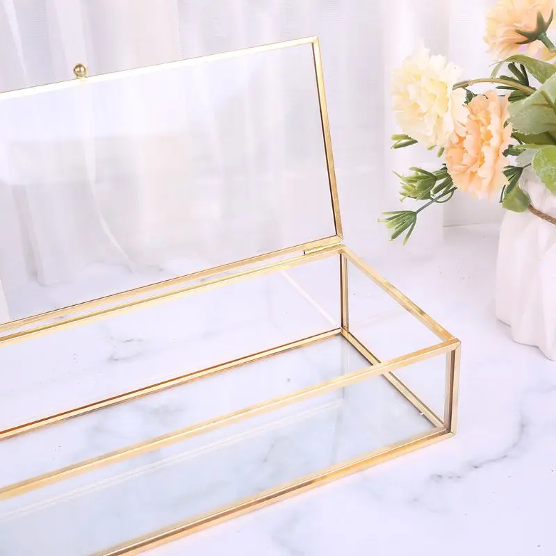 Golden Vintage Glass Lidded Box Bracelet Decorative Jewelry Gift Dropsale 2