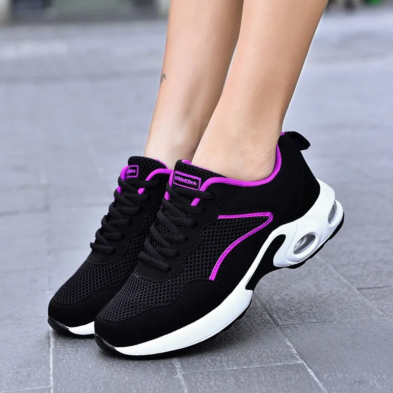 

36-40 Womens Sneakers Shoes Female Spring Autumn Flat Heel Mesh Lace-up Solid Casual Soft Sole Non-slip Ladies Footwear Hy26