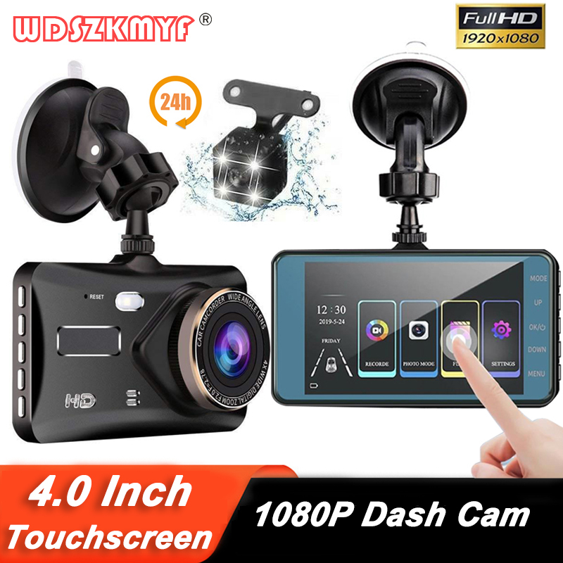 Car DVR 4-inch for 1080P Dash Cam Cars Touch Screen Video Recorder Rear View Camera for Vehicle 24H Parking Monitor Black Box