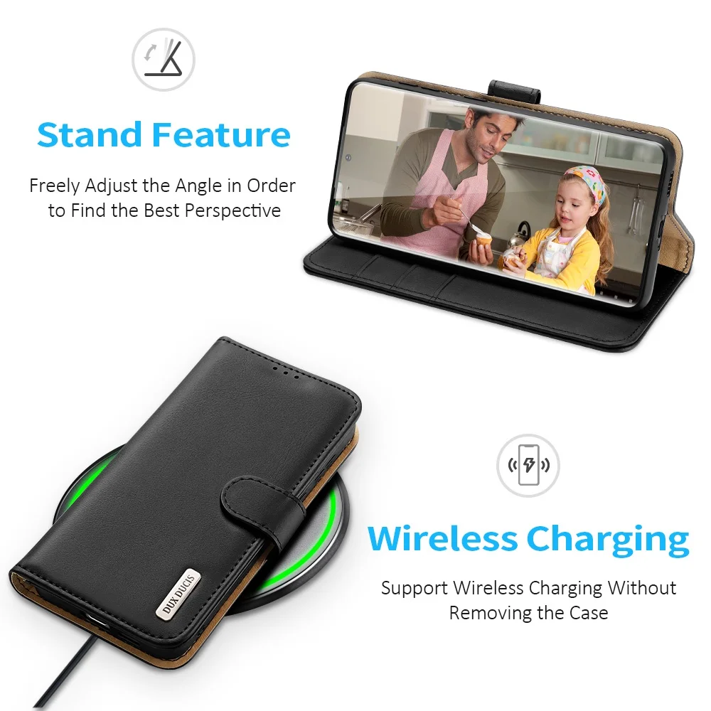 For Samsung Galaxy S21 Ultra S21 Plus Case DUX DUCIS PU Leather Flip Stand Protective Cover with Card Slot