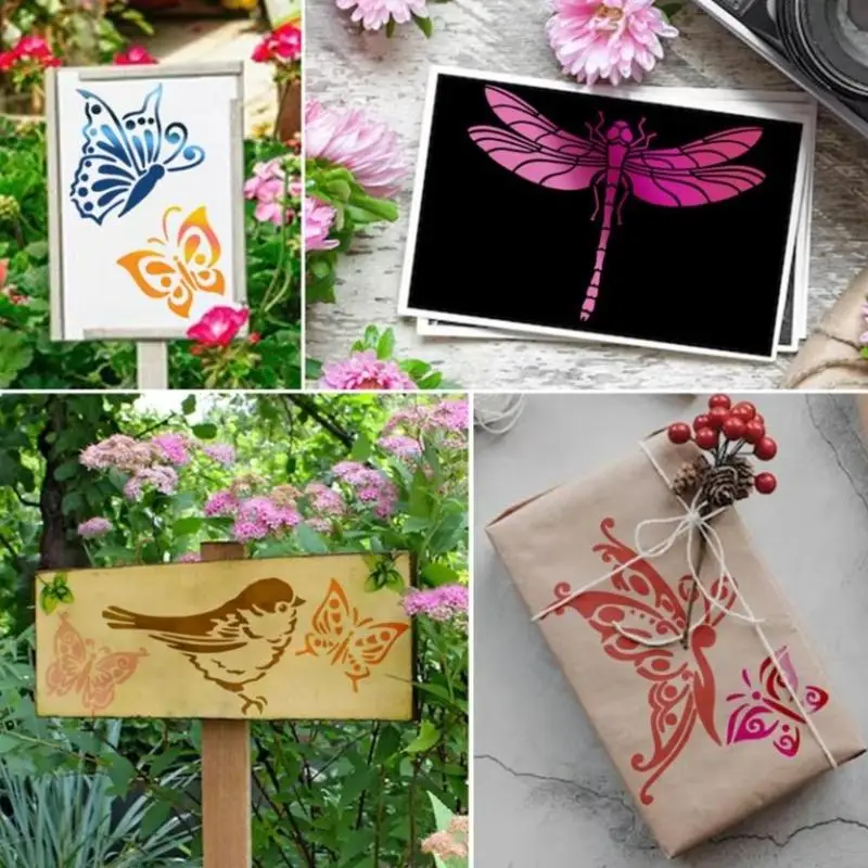 15pcs 나비와 꿀벌 회화 템플릿 공예를위한 나무 사인 벽 예술