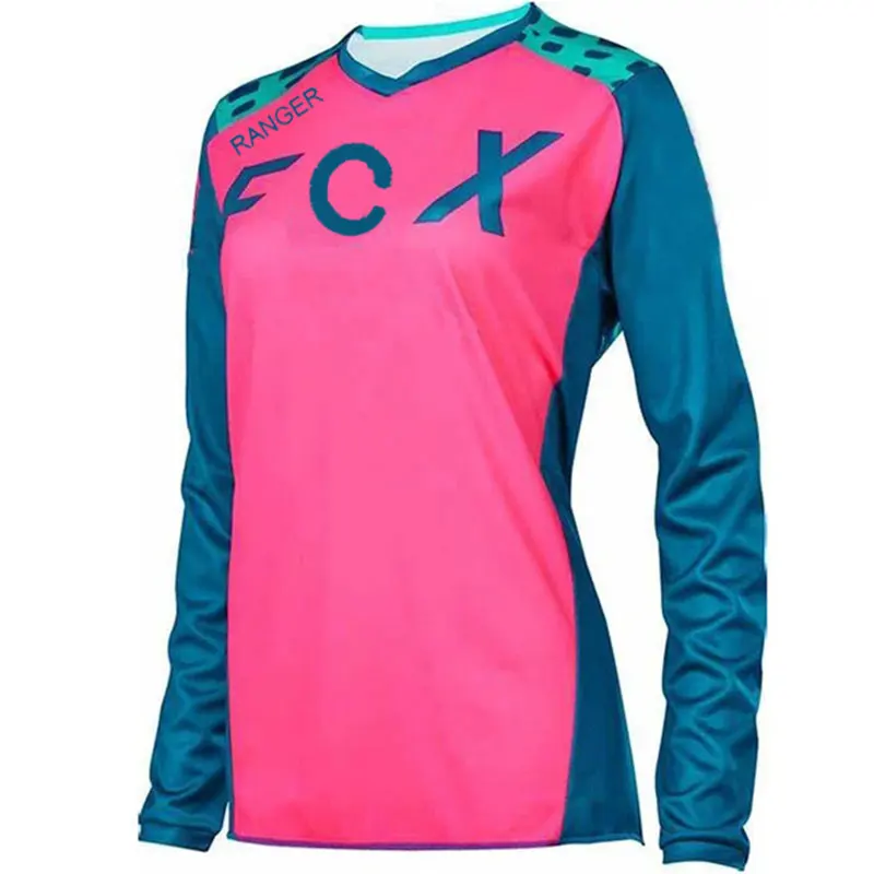 summertime， WOMEN Downhill Jerseys  FCX Mountain Bike MTB Shirts Offroad DH Motorcycle Jersey Motocross Sportwear Clothing Bike 3