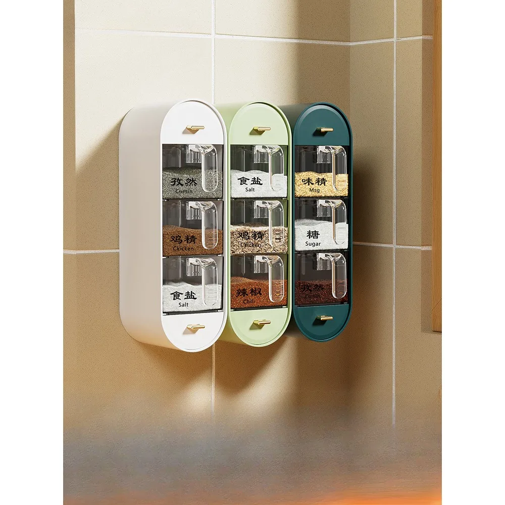 

Контейнер для приправ, бытовая кухонная фотоемкость, контейнер для хранения, комбинированный набор, настенный без перфорации, мононатрия глутамат морей