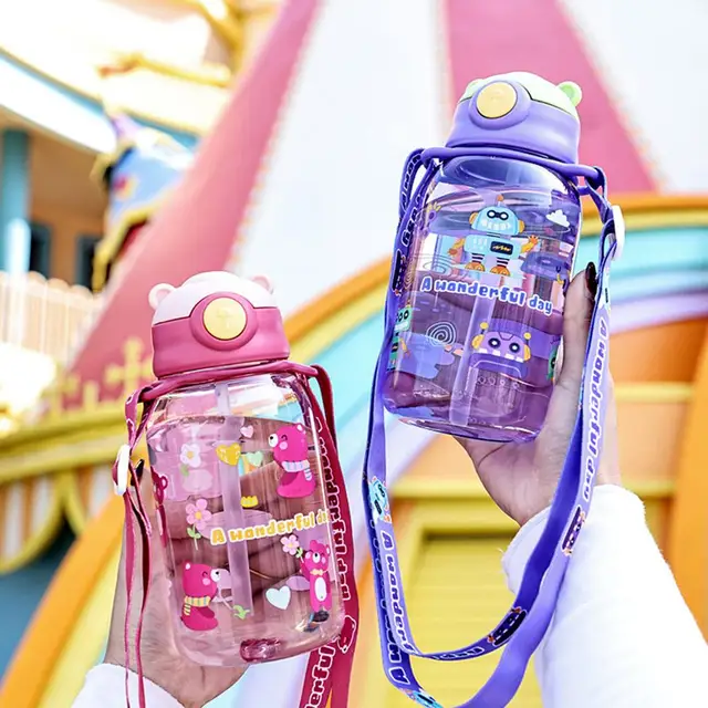 Cute Kids Water Bottle With Straw Portable Leakproof Outdoor Children's Cups 650ml High-capacity Kids School Water Bottle Cute Kids Water Bottle With Straw Portable Leakproof Outdoor Children's Cups 650ml High-capacity Kids School Water Bottle