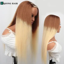 

U Part Human Hair Wigs 180 Density Highlight V Half Brazilian Wigs For Women Real Scalp Glueless Blonde Non Lace Human Hair Wigs