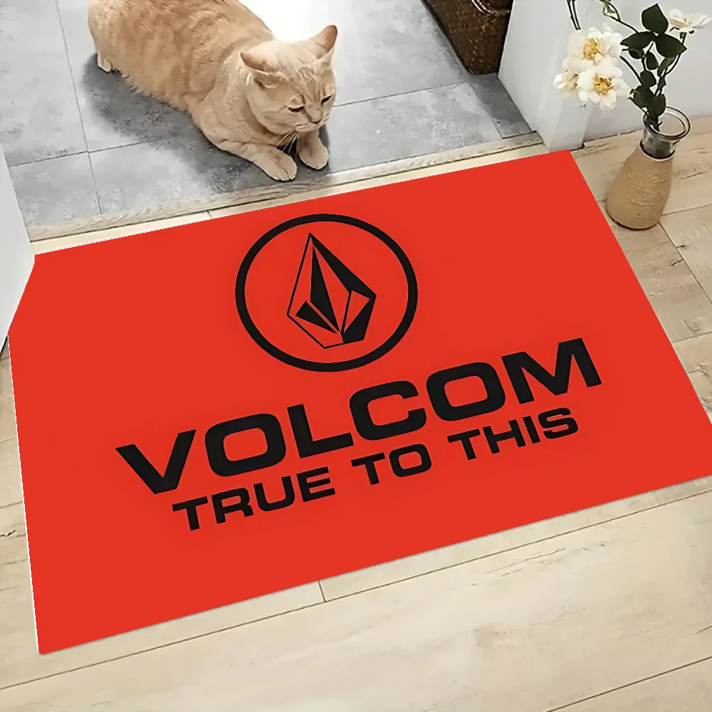 O-Custom Volcoms Floor Mat Graphic Printed Flannel Doormats for Bathroom Kitchen Entrance Carpet Home Decor 5