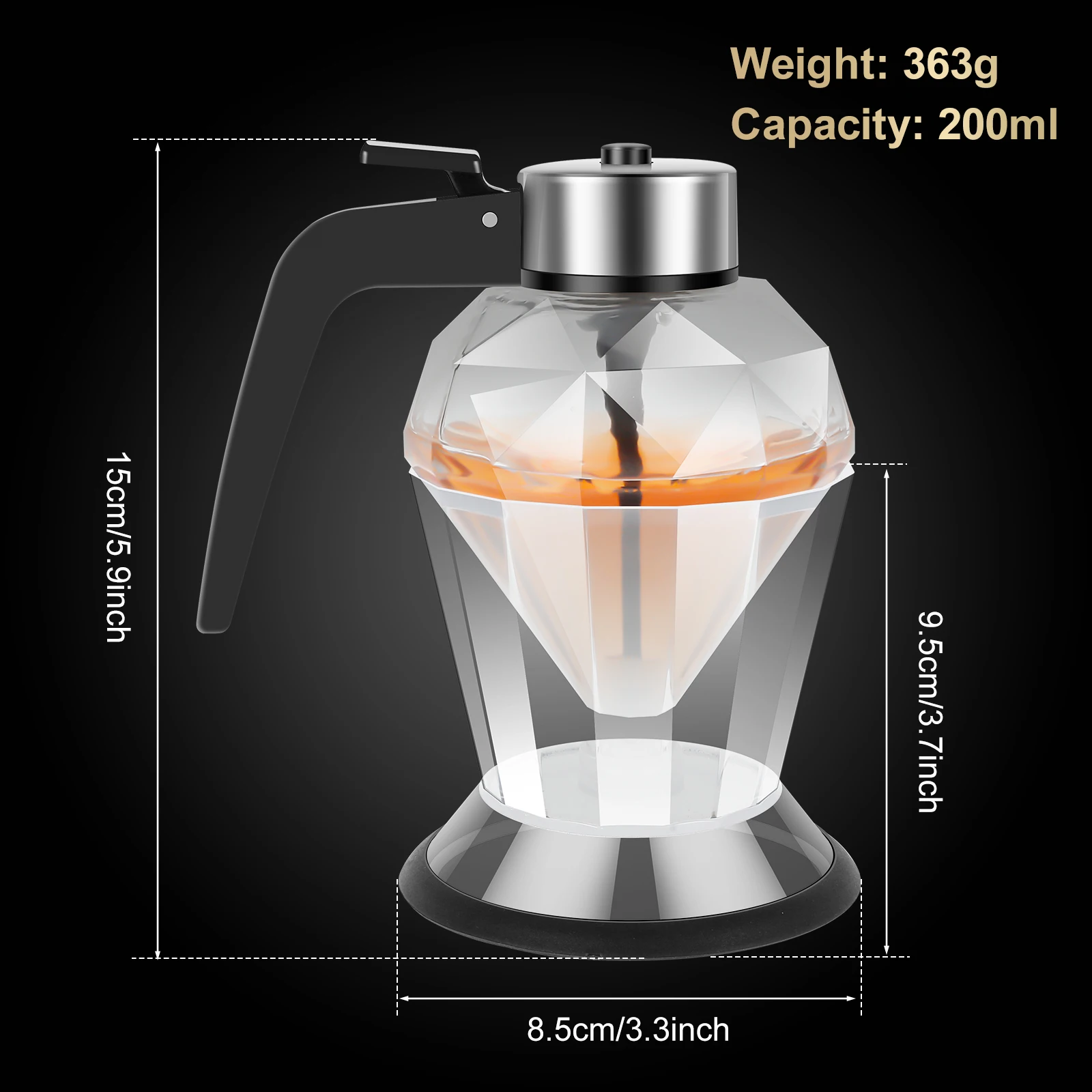 200ml Diamant Glas Honig & Öl Spender - Küche Multifunktionale Saucenflasche - Bild 11 von 11