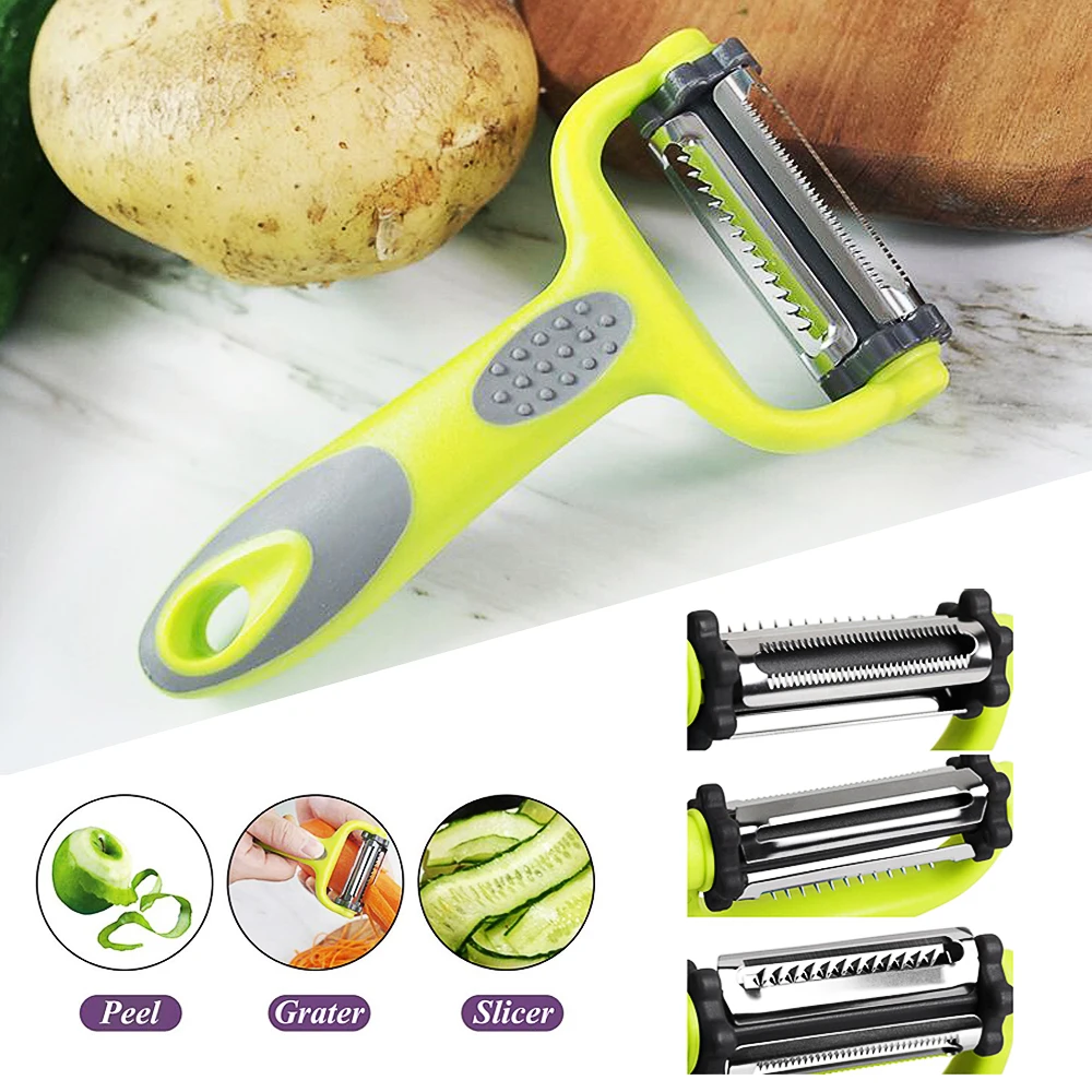 1pcs 3 In 1 Julienne Vegetable Peeler Citrus Fruit Peeler For Orange