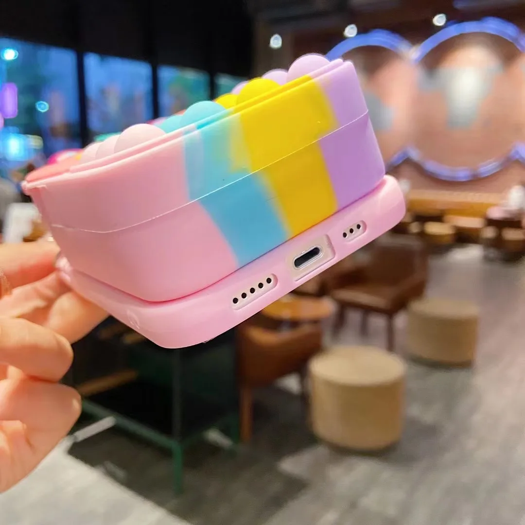 Unicorn 3D Cartoon Zipper Wallet Phone Case with Lanyard Strap and Bubble Design