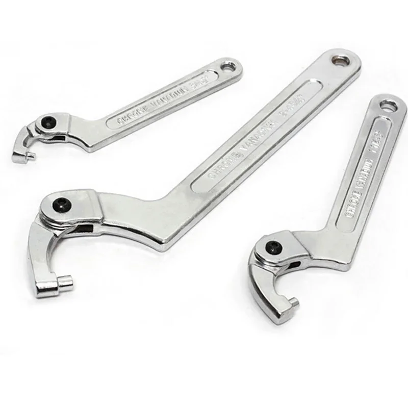 

1PCS Adjustable Wrench Hook Spanner Square/Round Head CR-V Spanner Key for Round Bolt Hand Tools 19-51/32-76/51-120mm