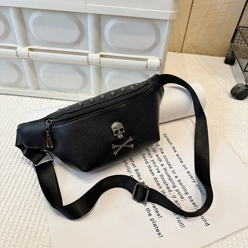Designer Men Waist Bag Hip-hop Terror Skull Chest Pack unisex Soft