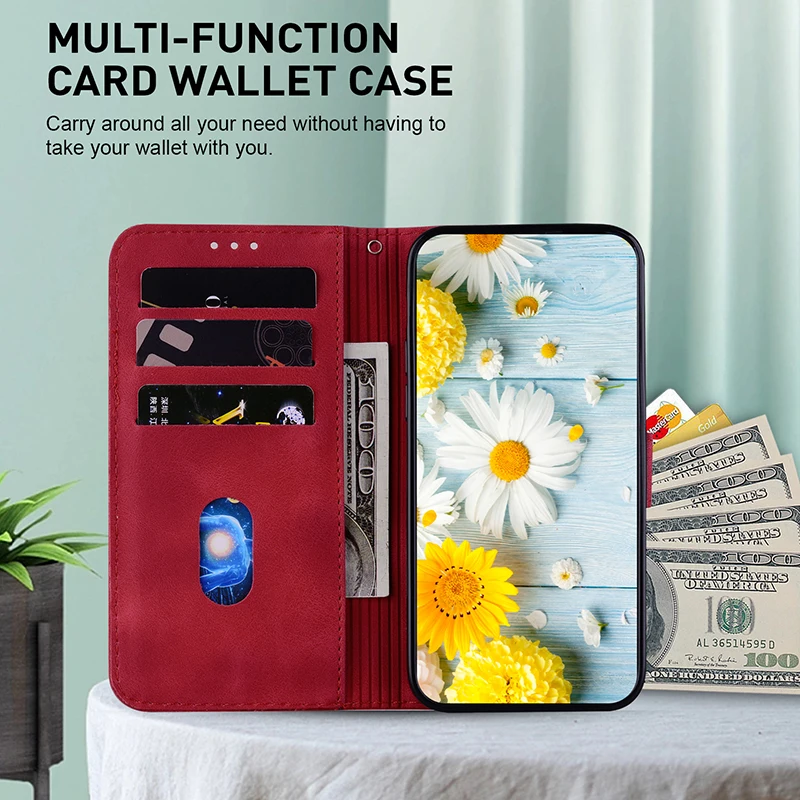 Magnetic Leather Flip Wallet Cover Case