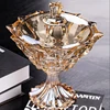 European-style Crystal Glass Ornaments with Lid Small Fruit Plate Home Living Room Large Storage Tank Home Decoration Sugar Tank 1
