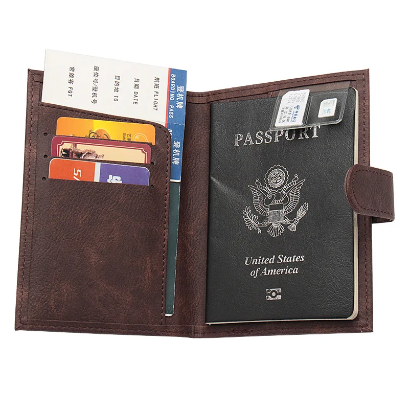 Custodia per passaporto custodia per passaporto in pelle PU Retro Hasp portafoglio da viaggio con aquila a doppia testa per documenti porta carte uomo donna