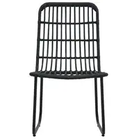 Stylish Black Rattan Outdoor Dining Set with Glass Table and Steel Frame - Image 4