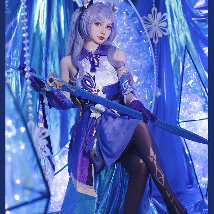 

Game Genshin Impact Keqing Cosplay Clothess Genshin Ke Qing Impact Halloween Keqing Ponytails Mixed Purple Cosplay