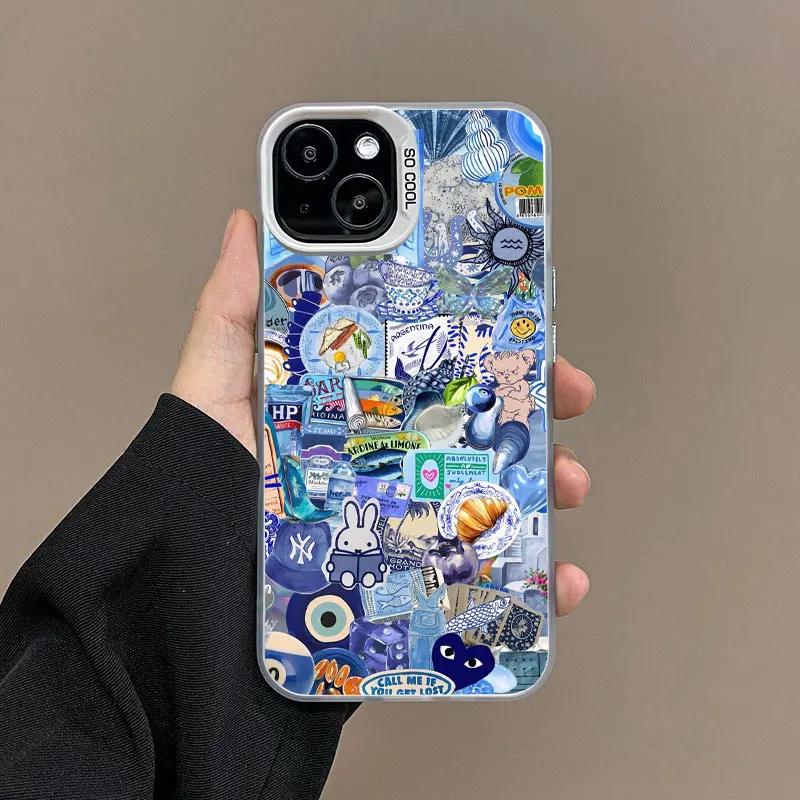 Ocean Wine Glass Blues Element Splicing Phone Case - Laser Back Cover