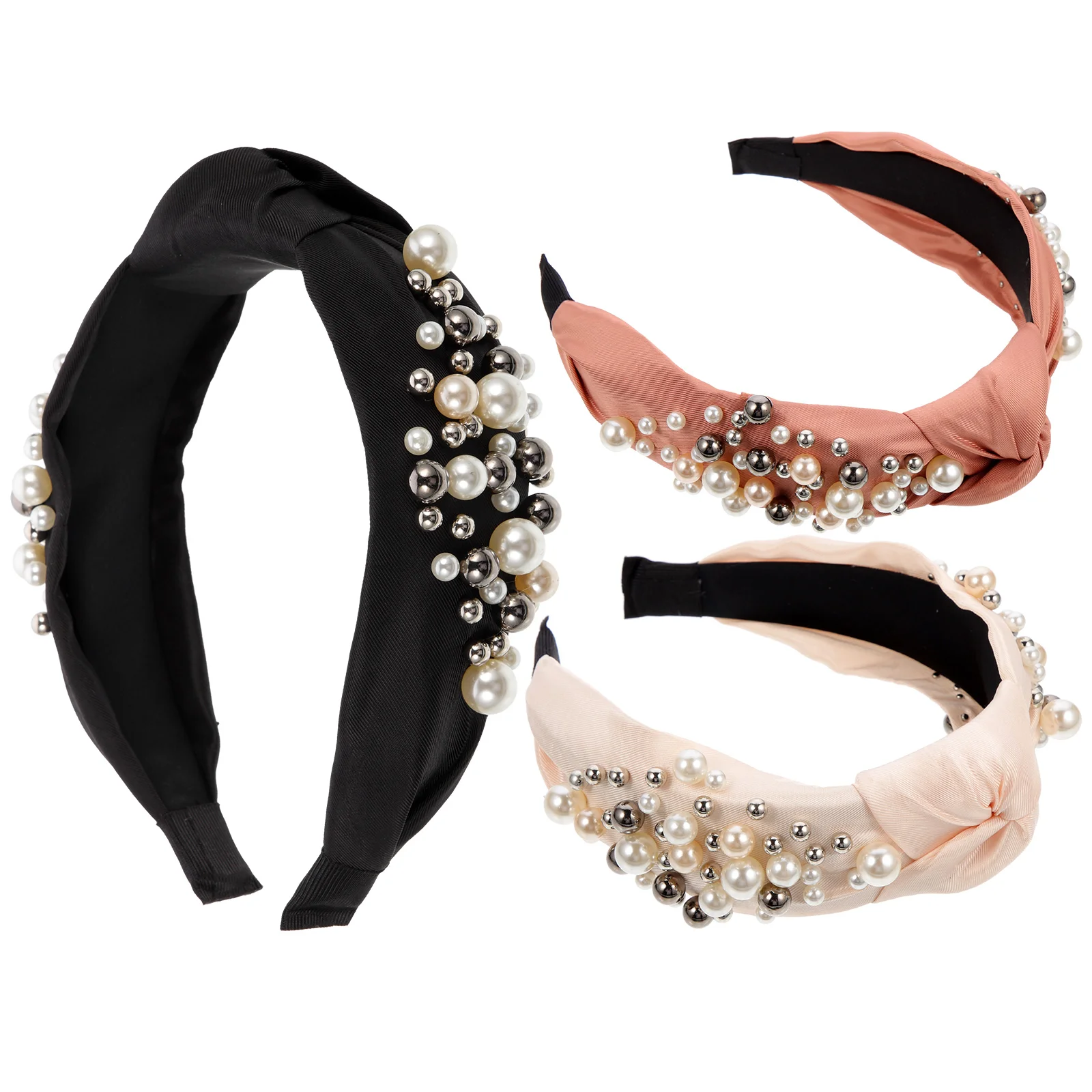 

3 Pcs Girl Hair Ties Pearl Knotted Headband Bands Hoops Cloth Headdress Headbands Miss