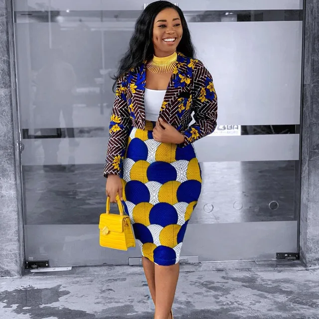 Ebere Print Long Sleeve Jacket and Skirt - Image 5