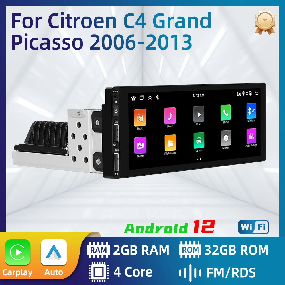 

1din Android Car Multimedia for Citroen C4 Grand Picasso 2006-2013 1 Din Radio Stereo Head Unit Carplay Autoradio GPS Navigation