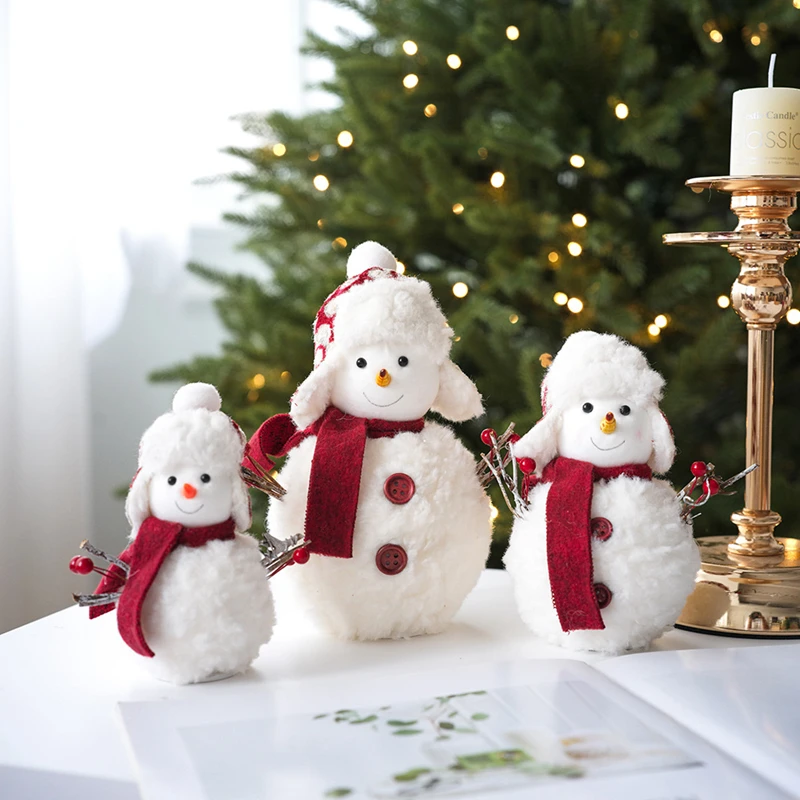 Cute Plush Christmas Snowman Doll Ornaments Merry Christmas Decoration for Home New Year Party Pendant Kids Gift Favors
