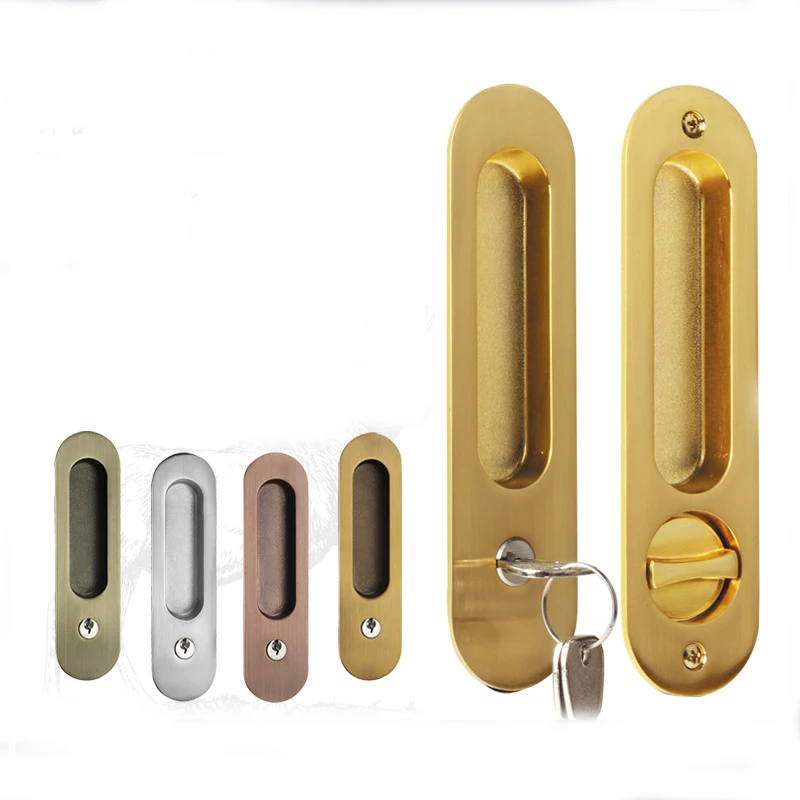 Wooden Door Sliding Door Lock Matte Black 173 Pocket Lock Hardware Invisible Recessed Handle Latch With Keys Barn