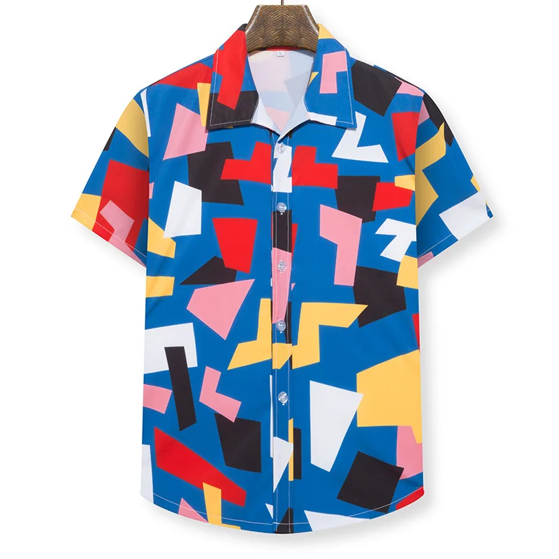 

2023 Summer Fashion Mens Beach Print Shirt Short Sleeve Men's Hawaii Loose Thin Shirt Male Streetwear Man Tops and Tees MY752