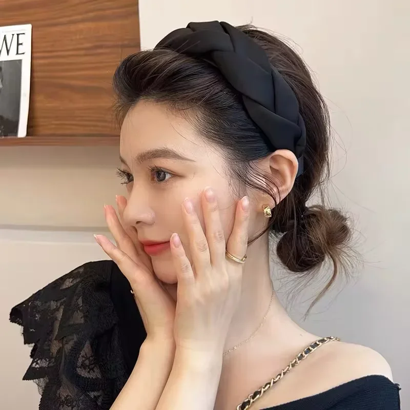 Vintage Twisted Headbands for Women Headwear Satin Fabric Braided