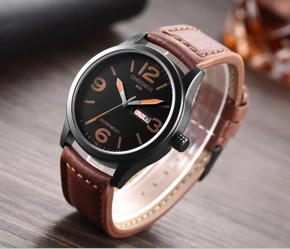 Casual Leather Strap Number Dial Quartz Wristwatch Fashion Men Watches for Man Simple Sport Style Male Clock Relogio Masculino