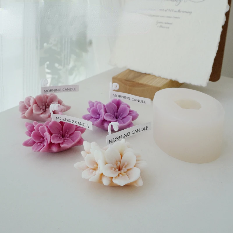 Silicone mold Aromatherapy Candle Silicone Mold 3D Peach Flower Shape Soap Silicone Mould DIY Candle Form Soap Mould Cake Decoration Supplies