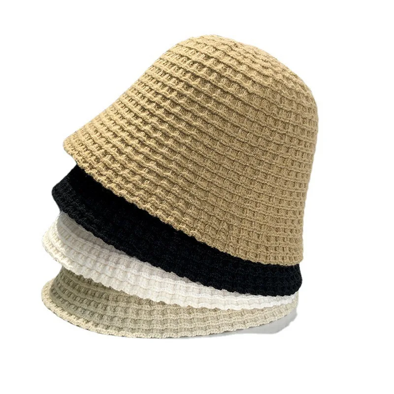 Japanese Knitted Fisherman Hat Women's Autumn Versatile Bucket Hat Korean Edition Trendy Round Face Suitable for Warm Bowl