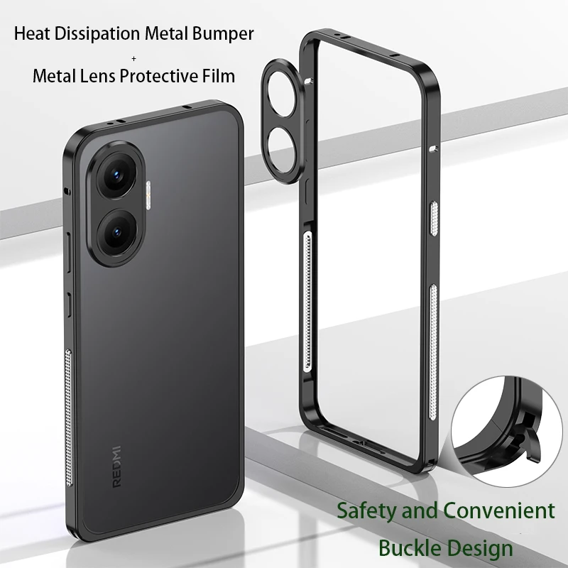 Sleek Metal Bumper Phone Case with Cooling Aluminum Alloy Frame