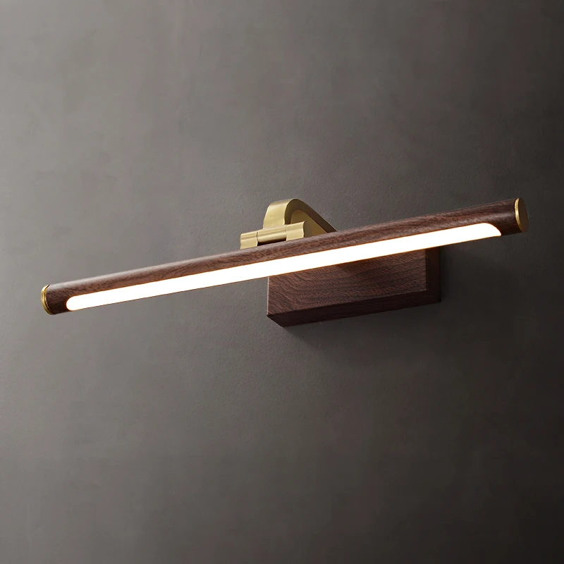 Wood grain mirror headlights, simple copper bathroom mirror cabinet lights, bathroom mirrors, front wall light