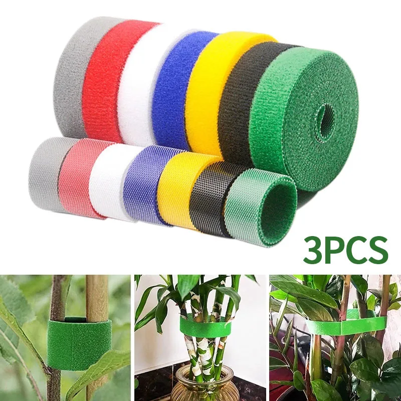 Plant Ties Nylon Tie Plant Bandage Garden Shape Tape Hook Loop Bamboo Cane Wrap Support Garden Accessories 3pcs 2m plant ties