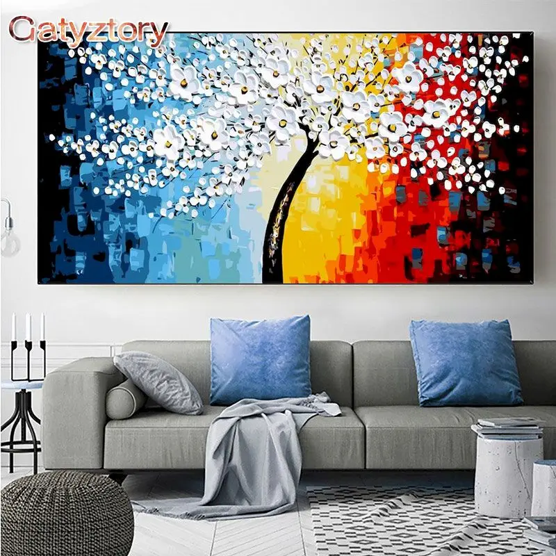 

GATYZTORY 60x120cm Acrylic Painting By Numbers Abstract Flower Handicraft Large Size Pictures By Numbers For Wall Art Home Decor