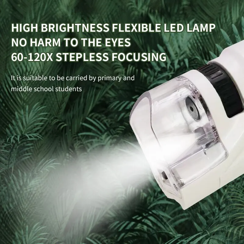Mini Pocket Microscope Kit 60 To120x Portable Laboratory Microscope With LED Light For Kids Science Experiment Utensils 4