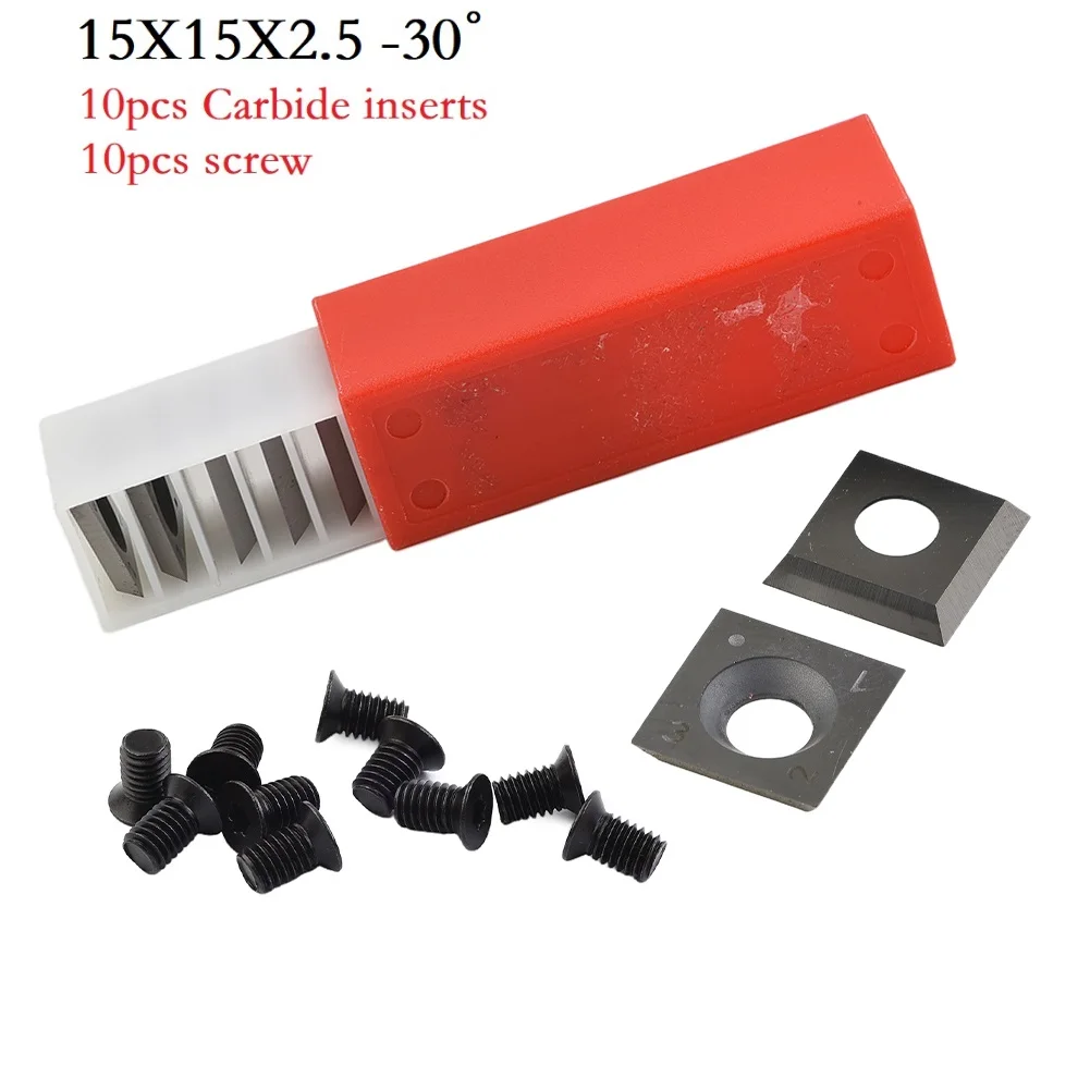 

Brand New Carbide Inserts Cutter Inserts Straight Face Tools 10pcs/box 15x15x2.5mm 4-Edges Blade For Woodworking