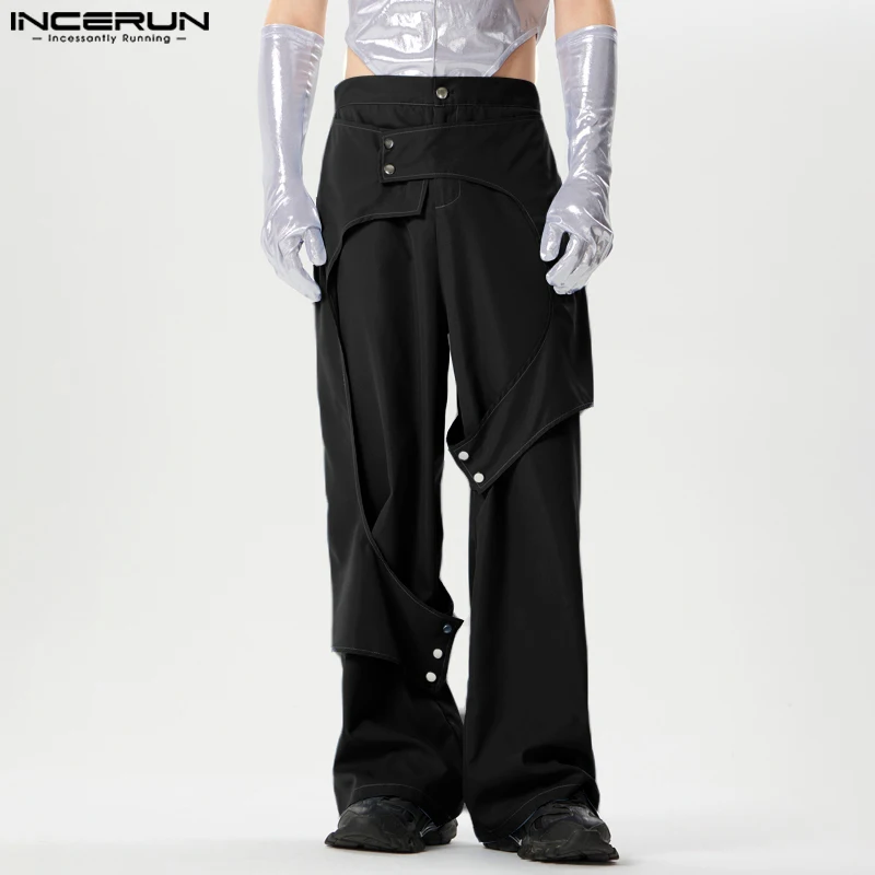 

INCERUN 2024 American Style Mens Trousers Deconstructive Design Pants Casual Streetwear All-match Solid Wide Leg Pantalons S-5XL