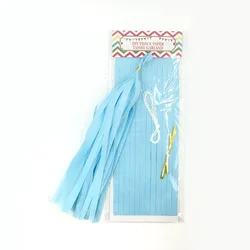 Rose Gold Iridescent DIY Tissue Paper Tassel Garland Set - Party Decoration Supplies (Light blue)
