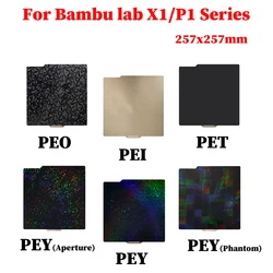 For Bambu Lab P1S Build Plate A1 X1C Pei Texture 257x257 H1H PEY Peo Sheet Spring Steel For Bambulabs X1 Carbon Bambulab P1P