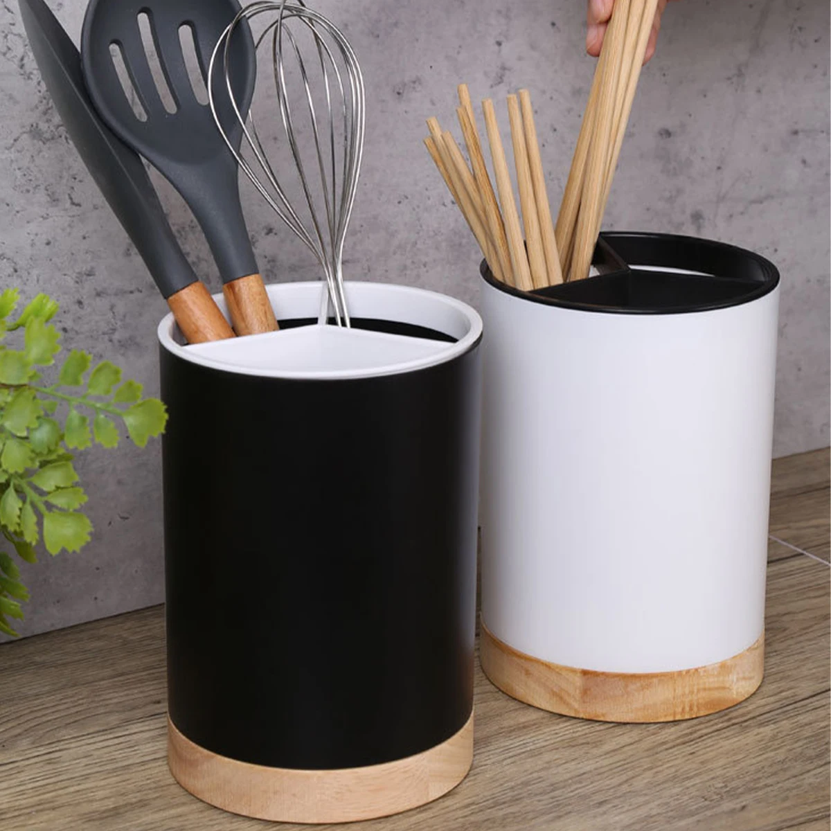 Plastic Utensil Holder Cutlery Drainer Kitchen Storage