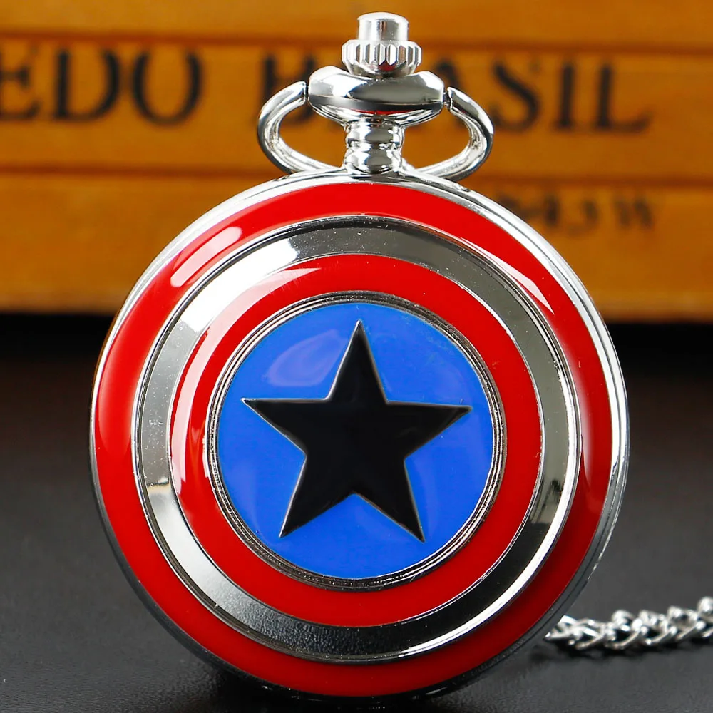 

Unique Five-Pointed Star Shield Vintage Quartz Pocket Watch Retro Men Women Necklace Chain Pendant Hours Clock Gifts