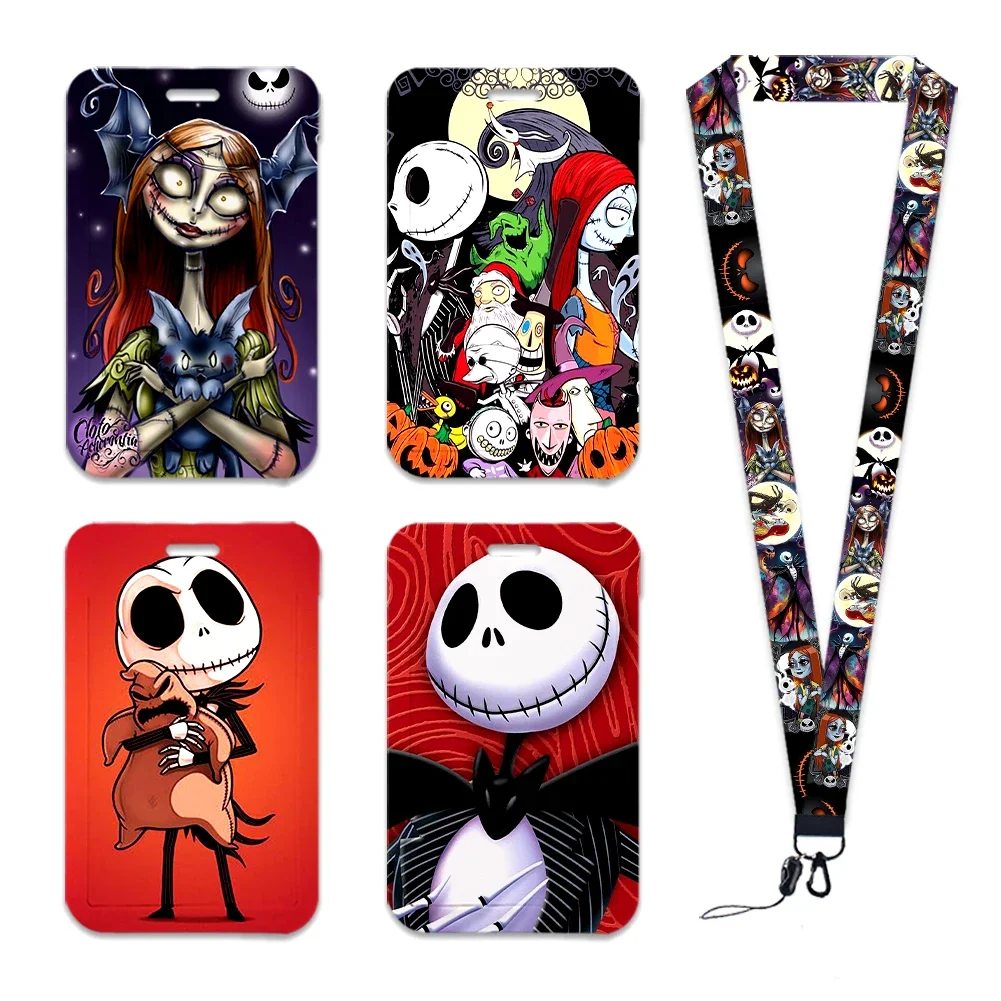 Horror Jack Lanyards Keychain Animated Cute Badge Holder ID Credit Card Pass Hang Rope Lanyard for Keys Accessories Gifts black cats hearts love neck strap lanyard for keys lanyard card id holder jewelry decorations key chain for accessories gifts