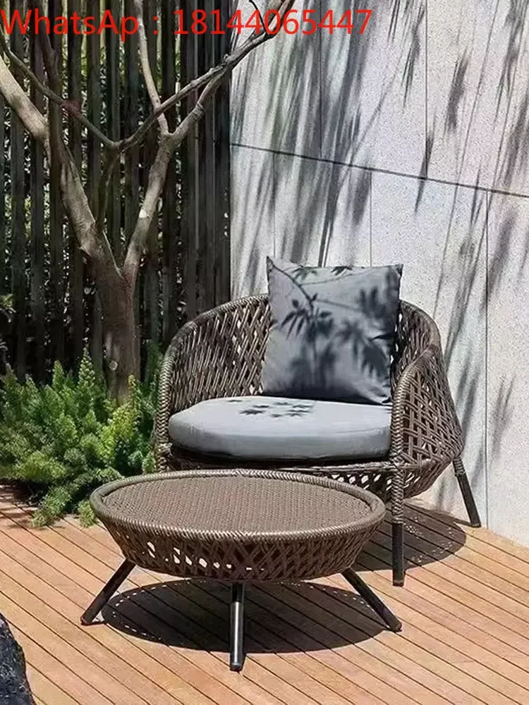 

Outdoor sofa rattan woven leisure courtyard villa coffee table double creative single rattan chair sofa waterproof and sunscreen
