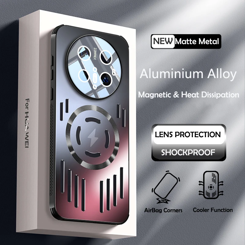 Premium Hard Metal Magnetic Wireless Charging Protective Case - Heat Dissipation Cover