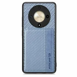 Luxury Leather Card Holder Magnetic Wallet with RFID Protection for Honor Magic 8 Pro (Blue)